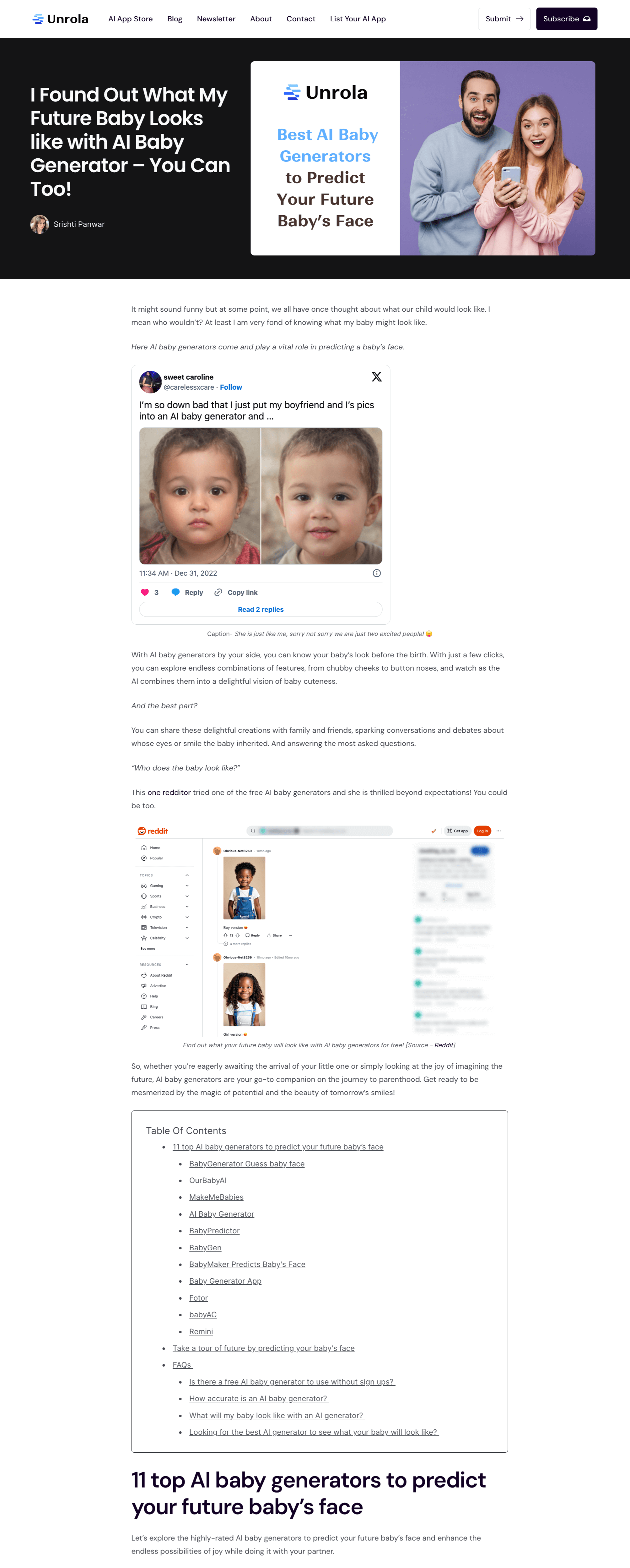 Best AI baby generator tools to guess your baby’s face - SEO Blog for Unrola - By ZeroAdo