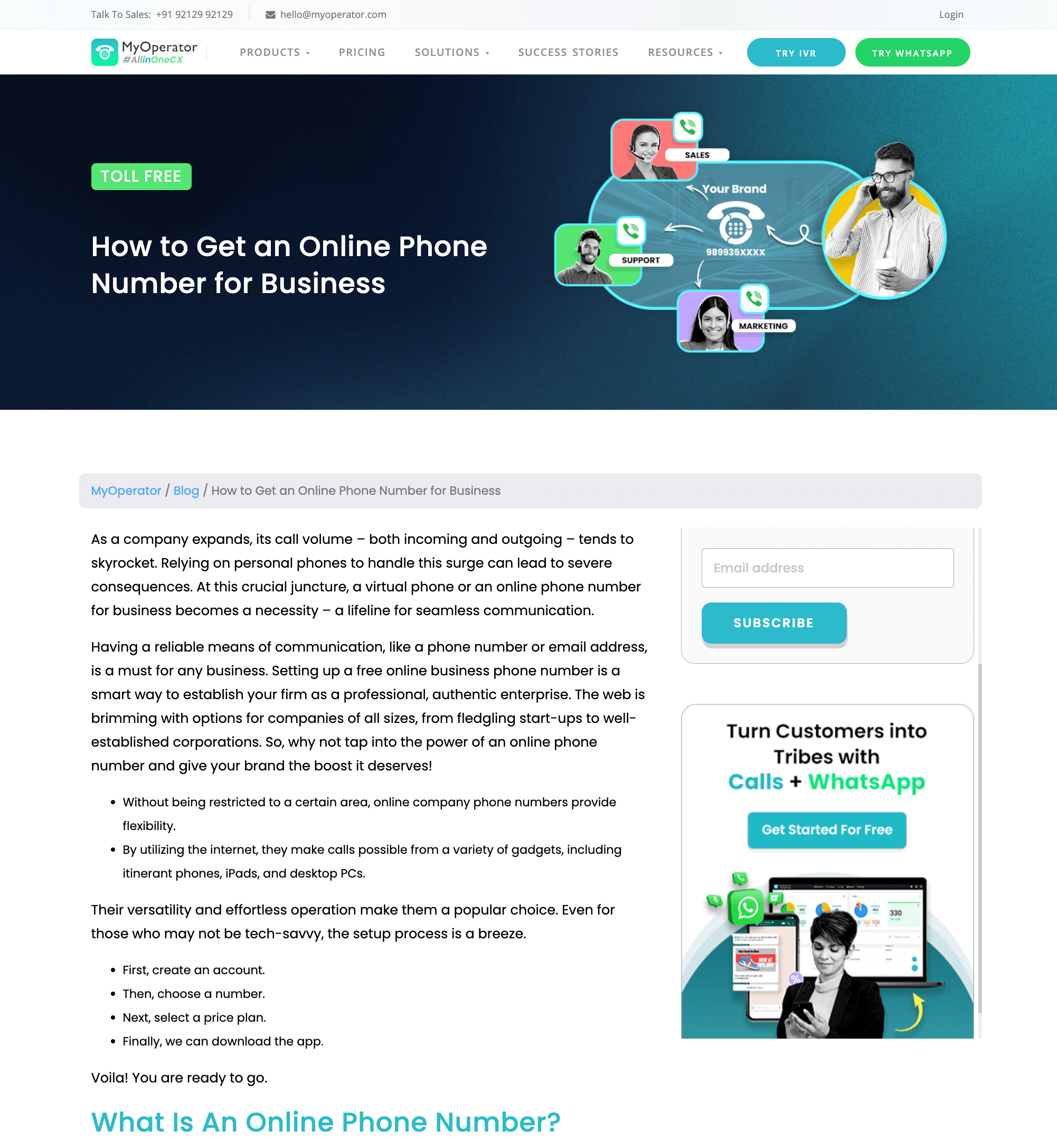 How to get an online phone number for business - SEO Blog for MyOperator - By ZeroAdo