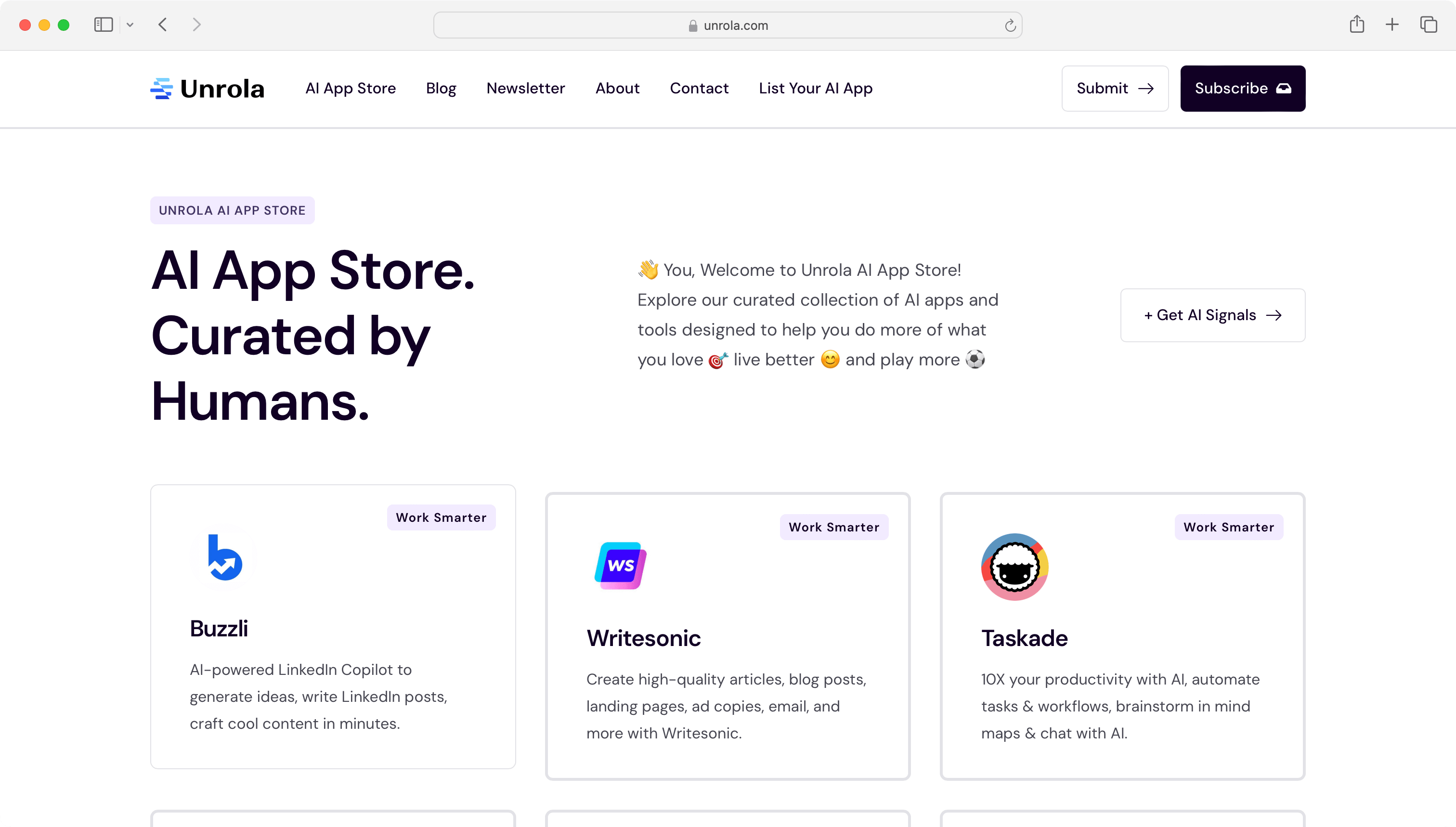 Unrola AI App Store Website - By ZeroAdo