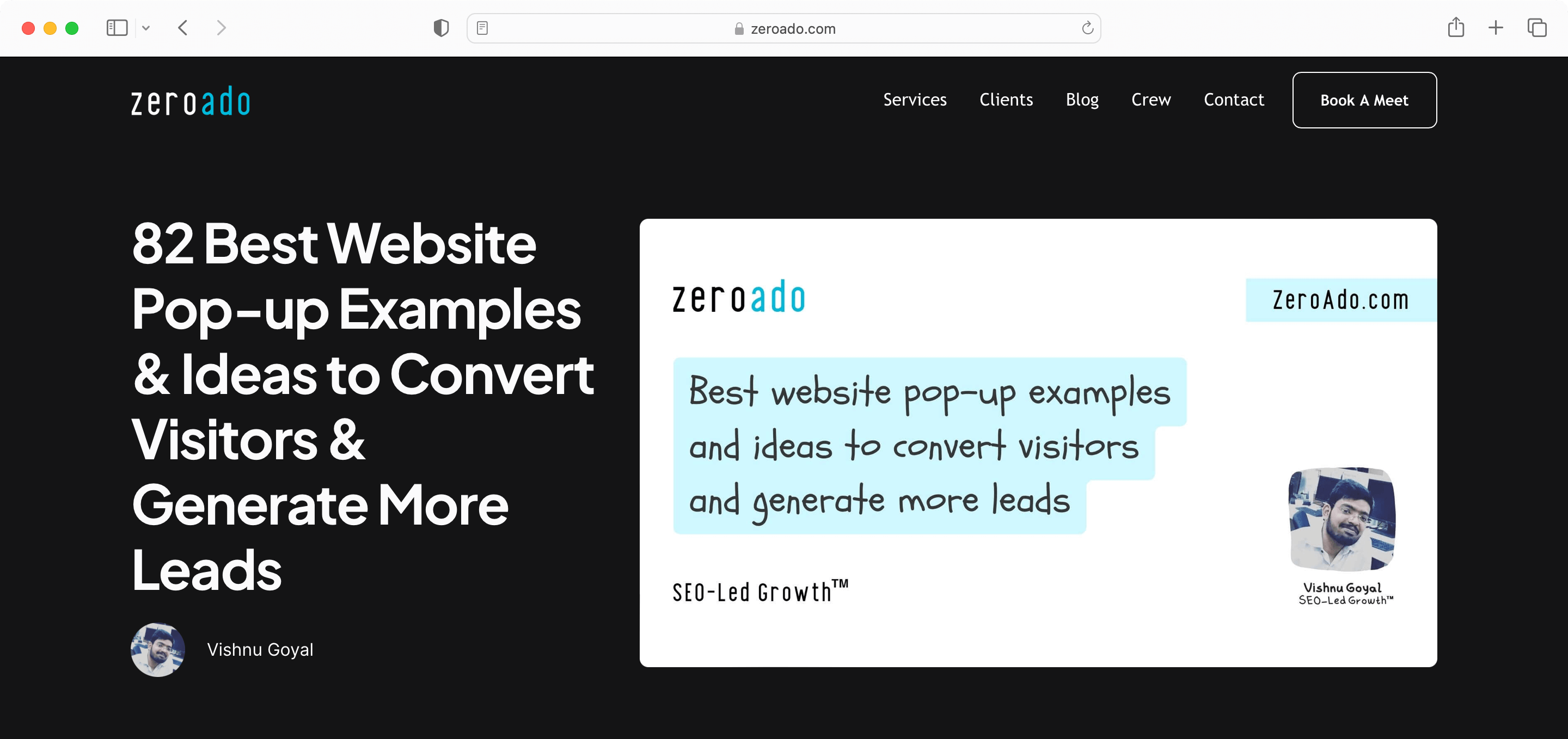 An example of long form SEO content type from ZeroAdo. 