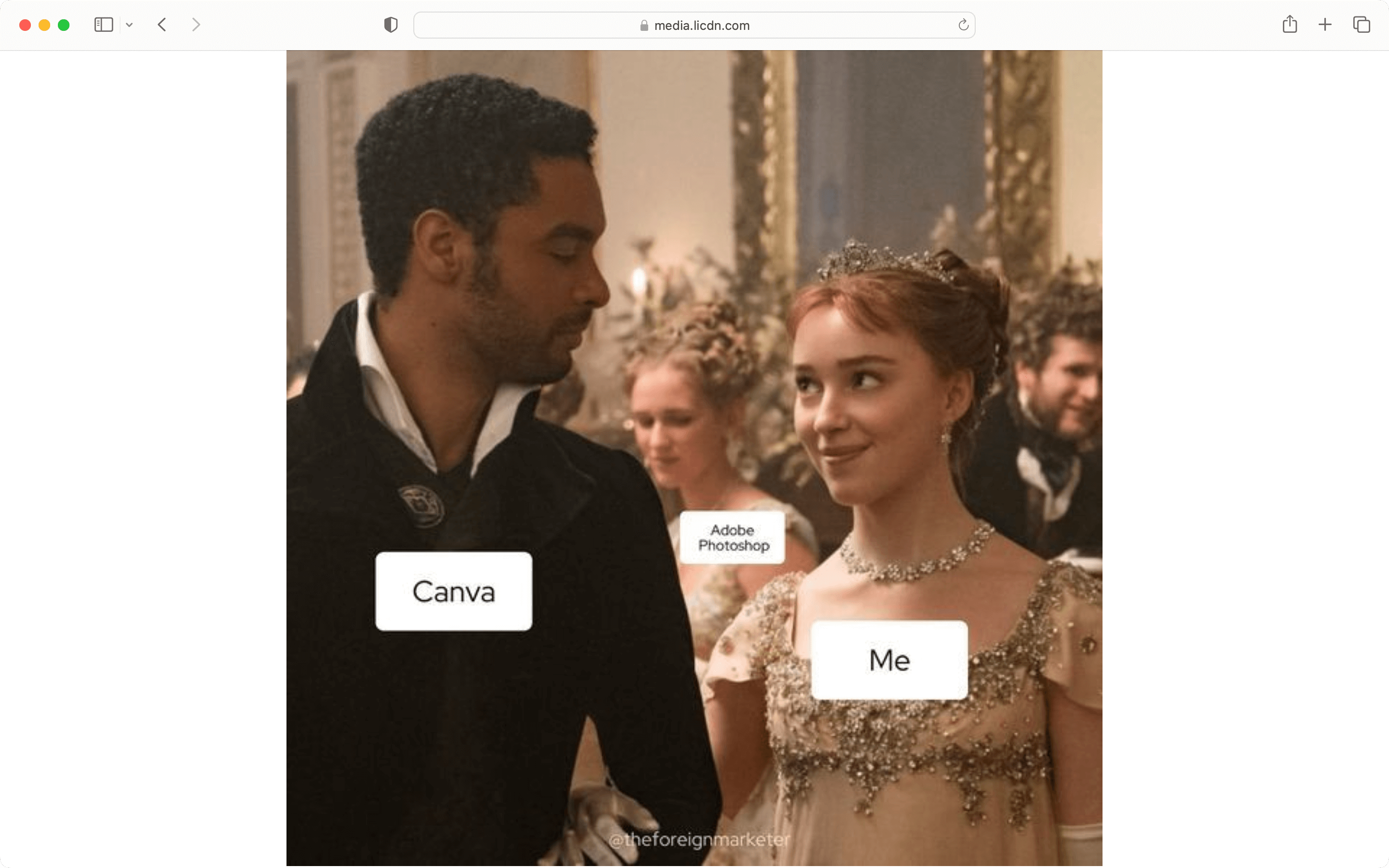 Meme on one of the content writing tools called canva.