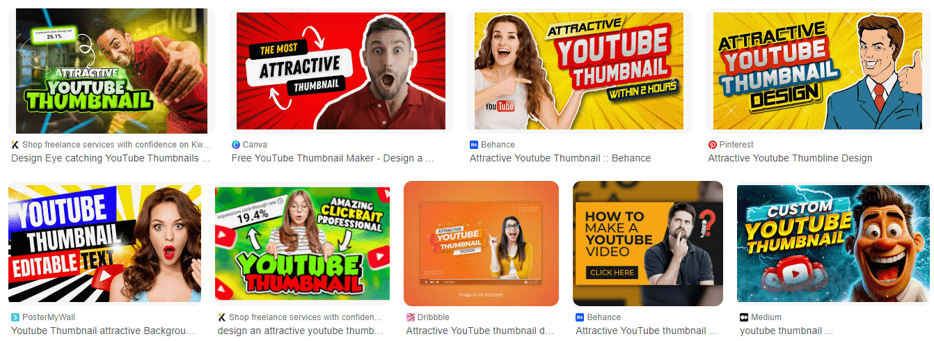 Design attractive YouTube thumbnails using Canva.