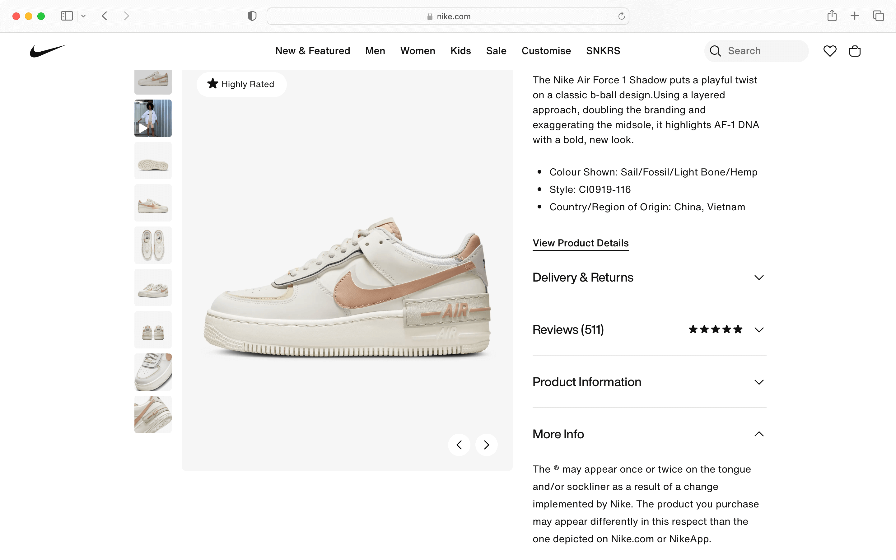 Perfect SEO page example from Nike for products. 