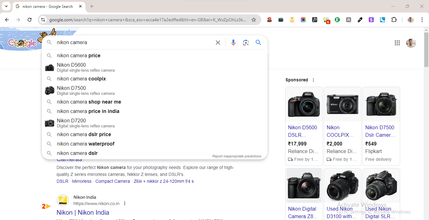 performing a Google search with a random keyword.