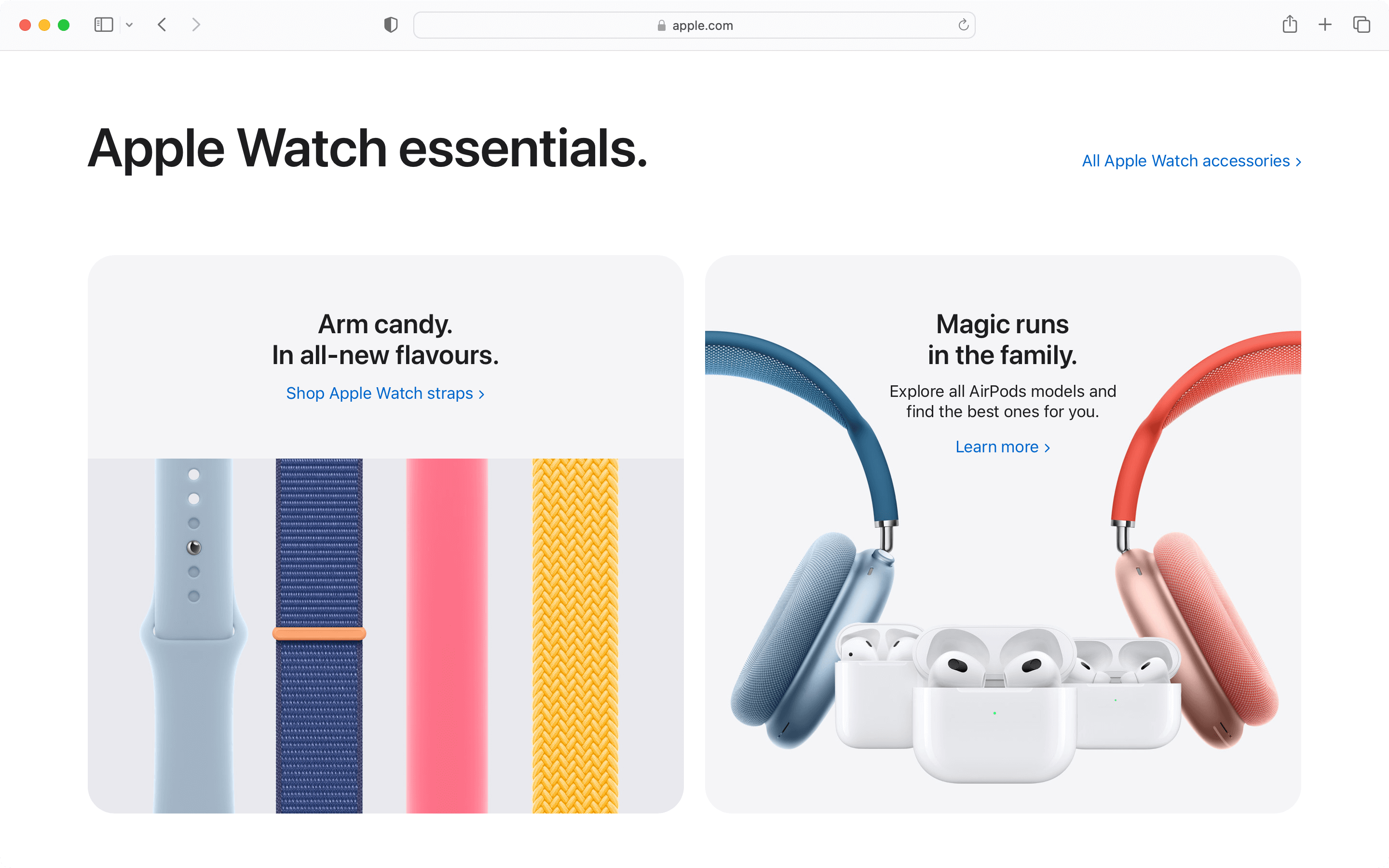 SEO optimized content example from Apple. 