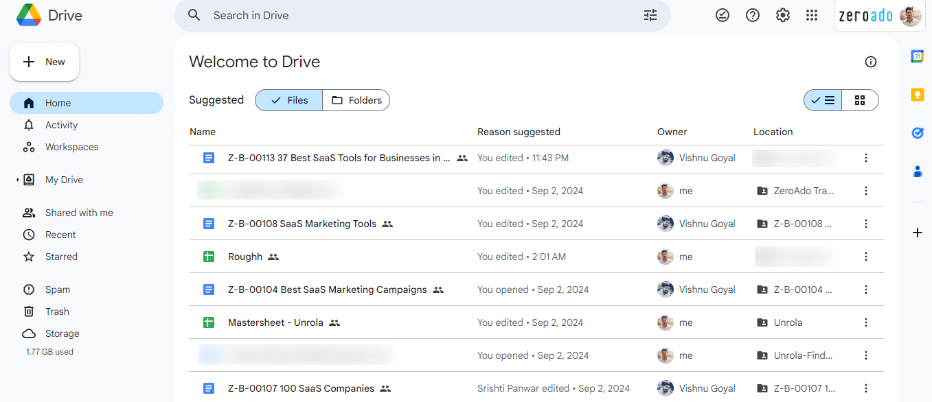 Google Drive document management SaaS tool.