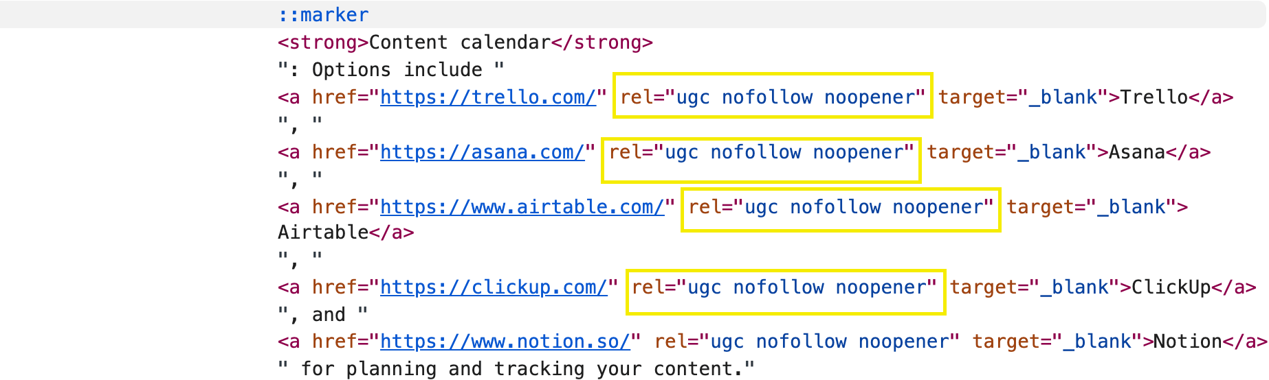 UGC SEO backlink example.