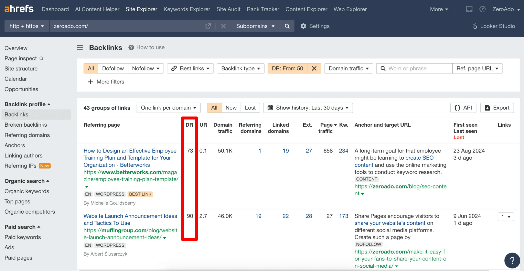 Analyze the page performance before taking a link for your site.