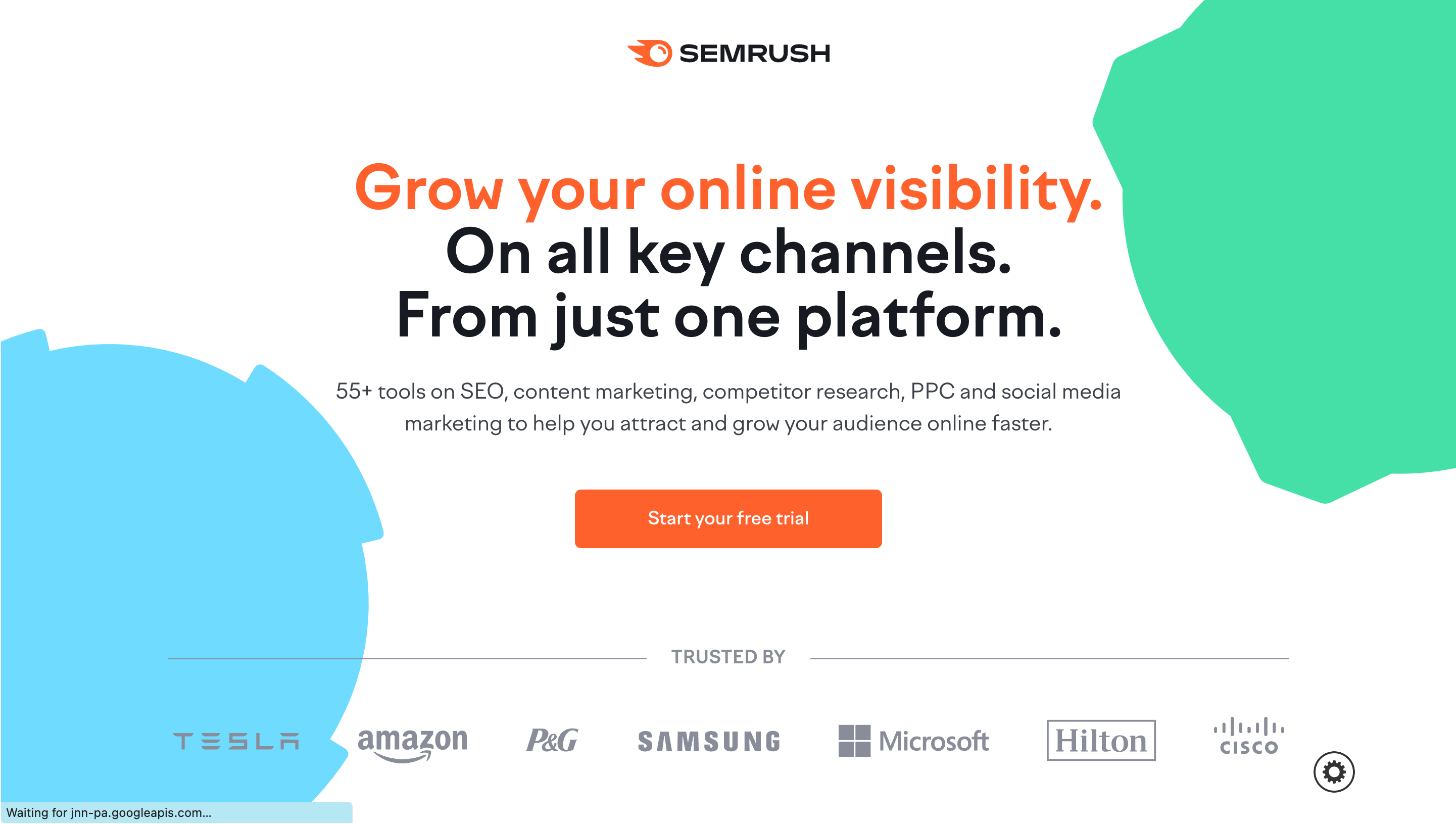 Saas marketing done by semrush by offering free trial