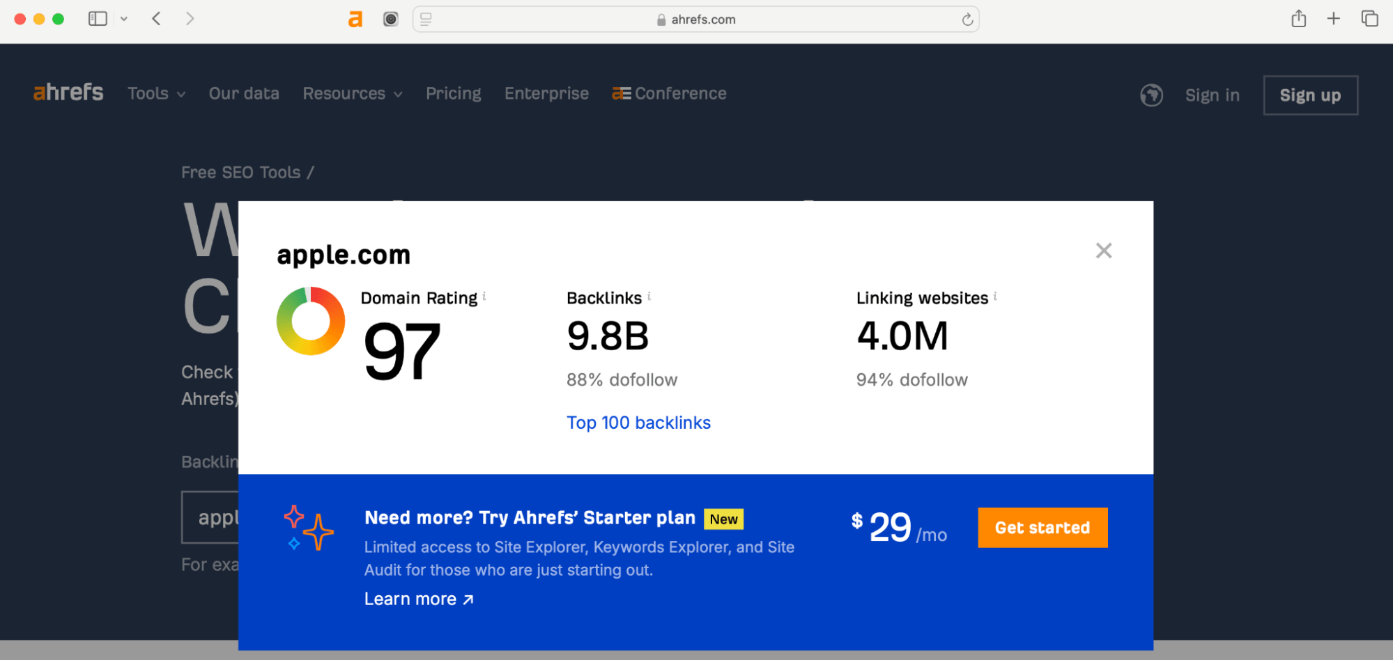 Ahrefs is one of the best SEO tools to check domain authority for free.