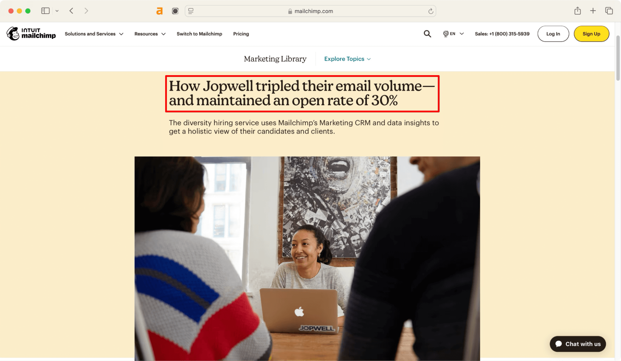 Mailchimp - sales funnel for SaaS.