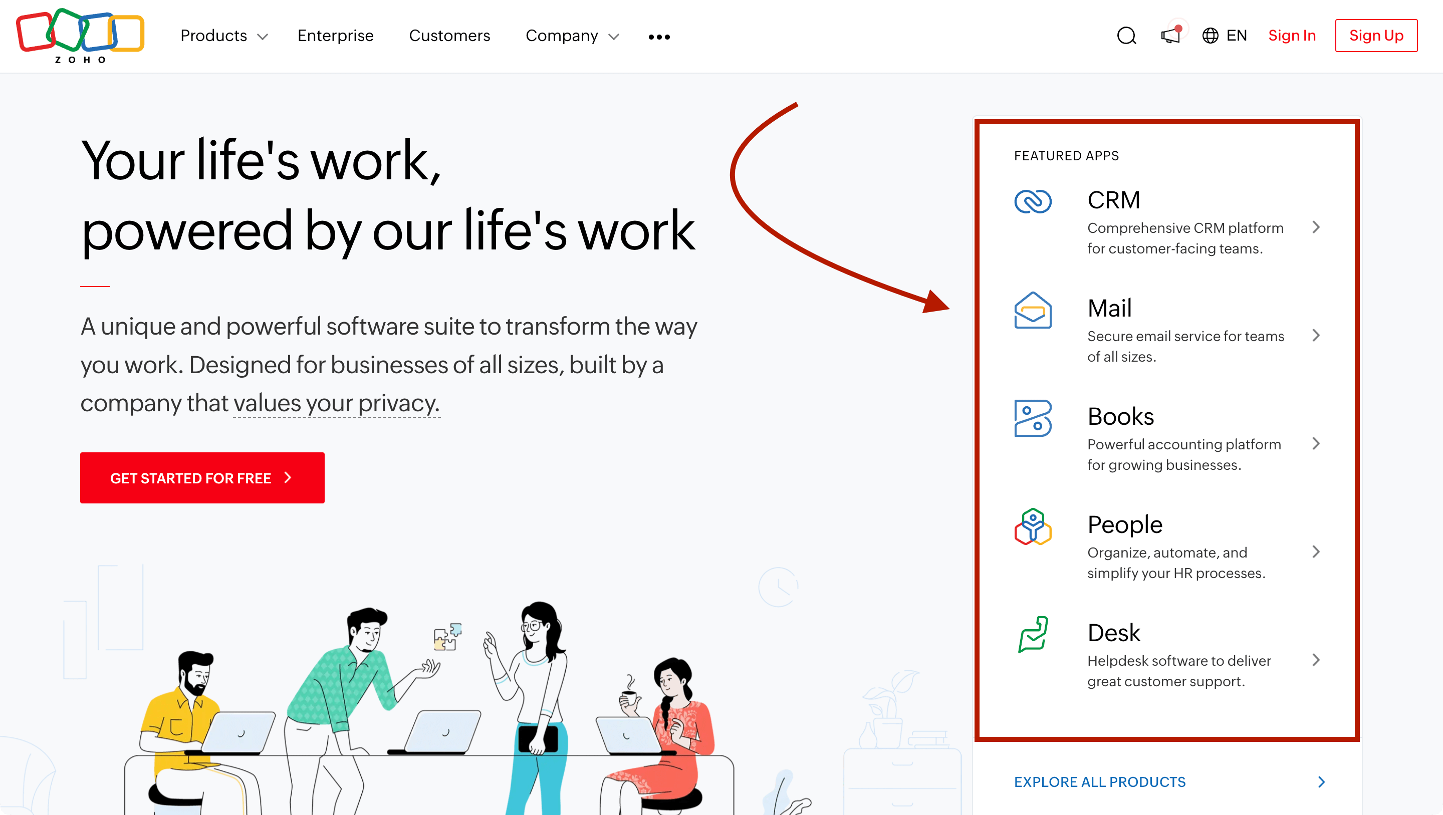 Zoho offering multiple unbundles solutions within single platform. 