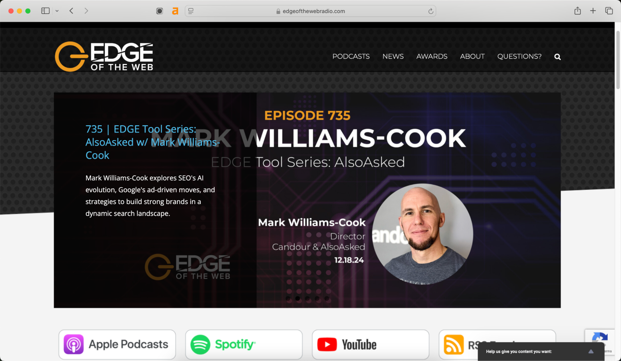 EDGE of the Web is a SEO podcast.