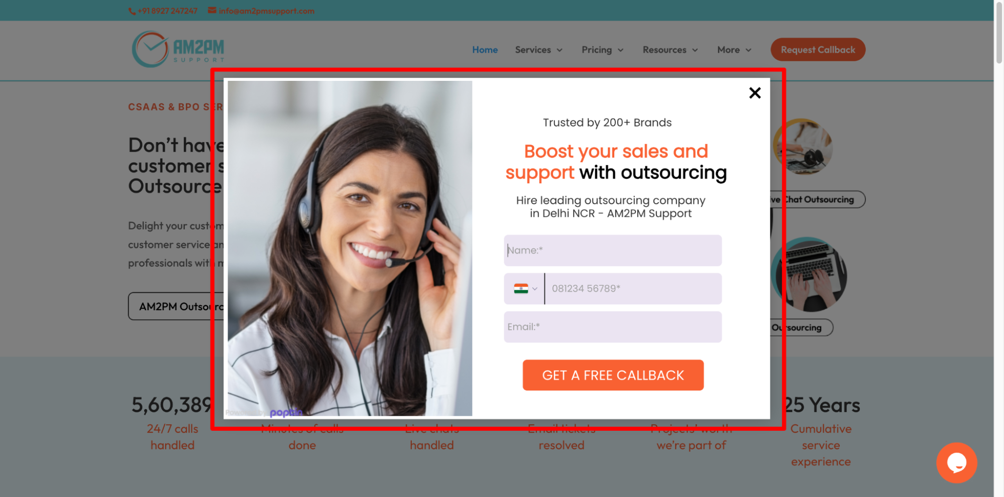 Example of a website popup used to generate leads effectively.