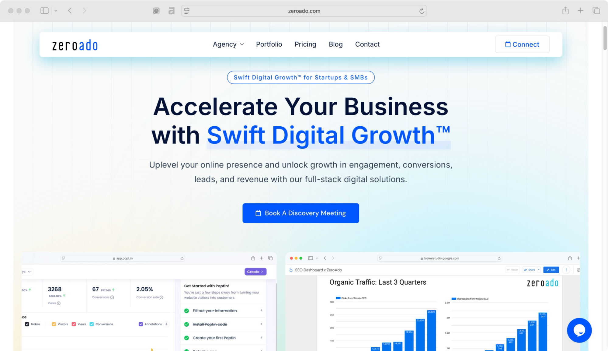 ZeroAdo is a full-stack digital marketing agency helping Indian startups and real estate businesses grow online.