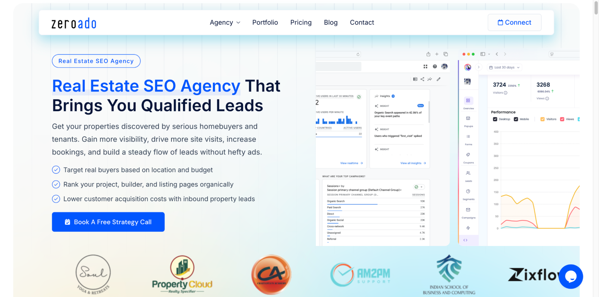 ZeroAdo real estate SEO services overview for agencies and agents.