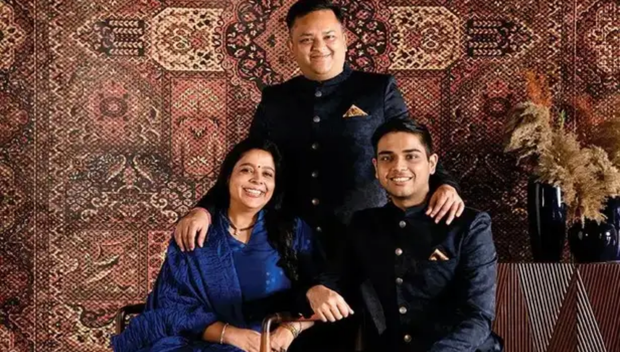 Ravi Modi with his wife and son, chairman and managing director of Vedant Fashions in India.