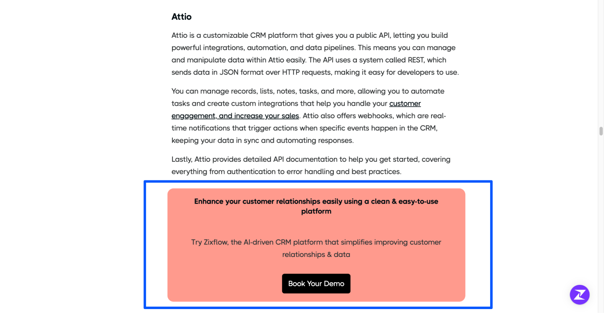 Screenshot showing an inline CTA between blogs for conversion-driven SEO.