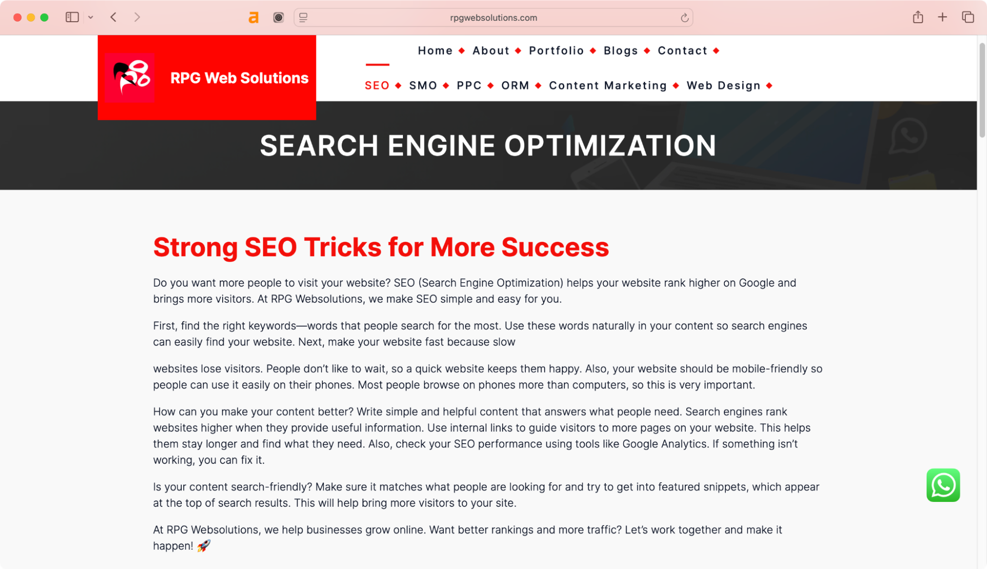 RPG Web Solutions is one of the SEO companies in South Delhi offering services such as on-page SEO, off-page SEO, local SEO, and content creation.