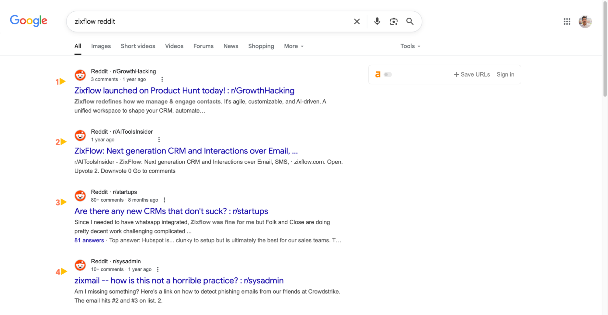 Omnichannel SEO example by Zixflow on Reddit, managed by ZeroAdo.