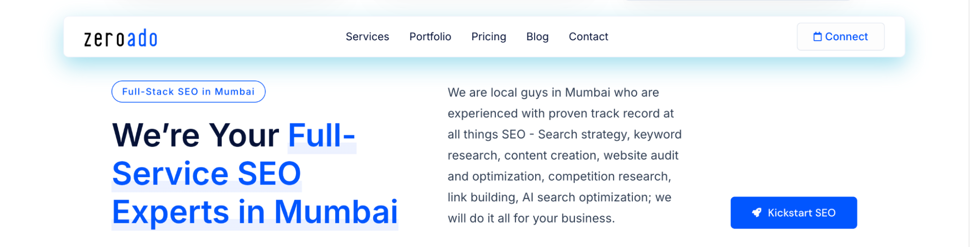 SEO services offered by ZeroAdo, the best SEO company in Mumbai.