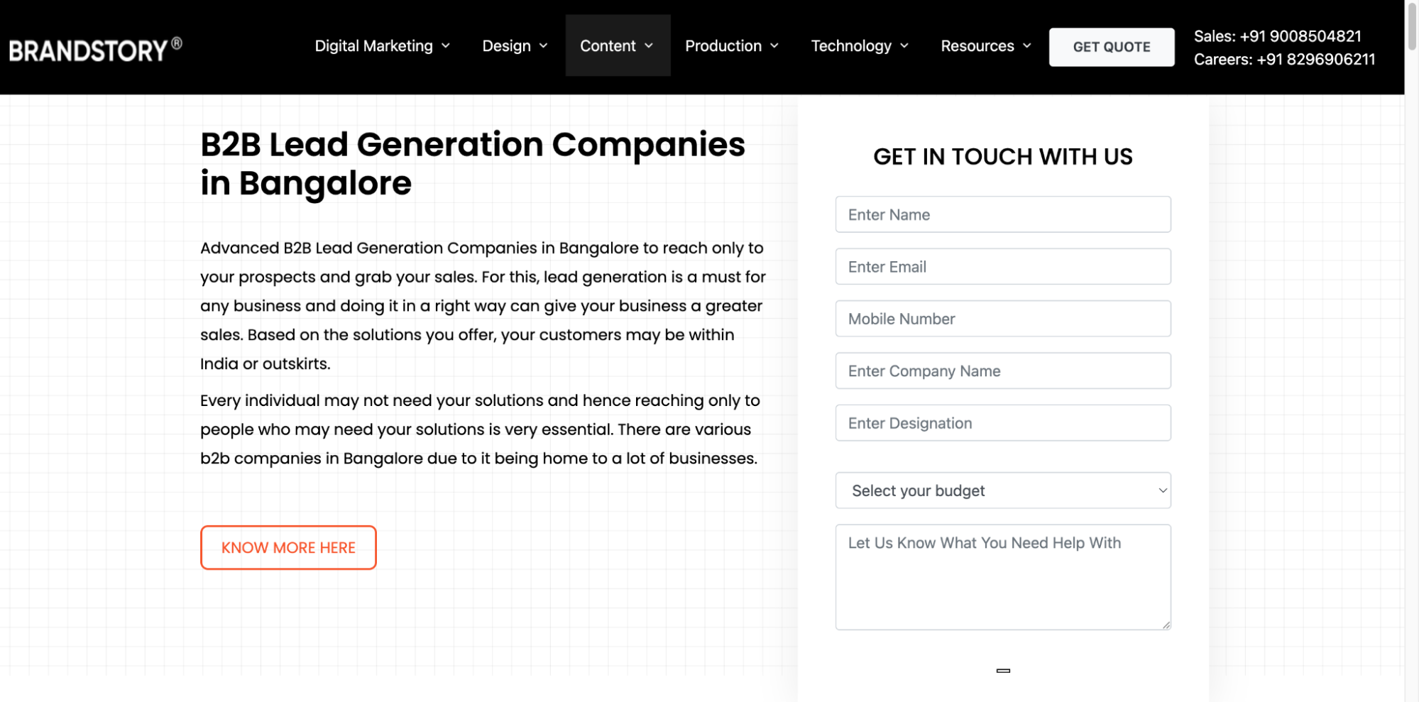 BrandStory is a B2B lead generation agency in Bangalore offering design-led digital solutions.