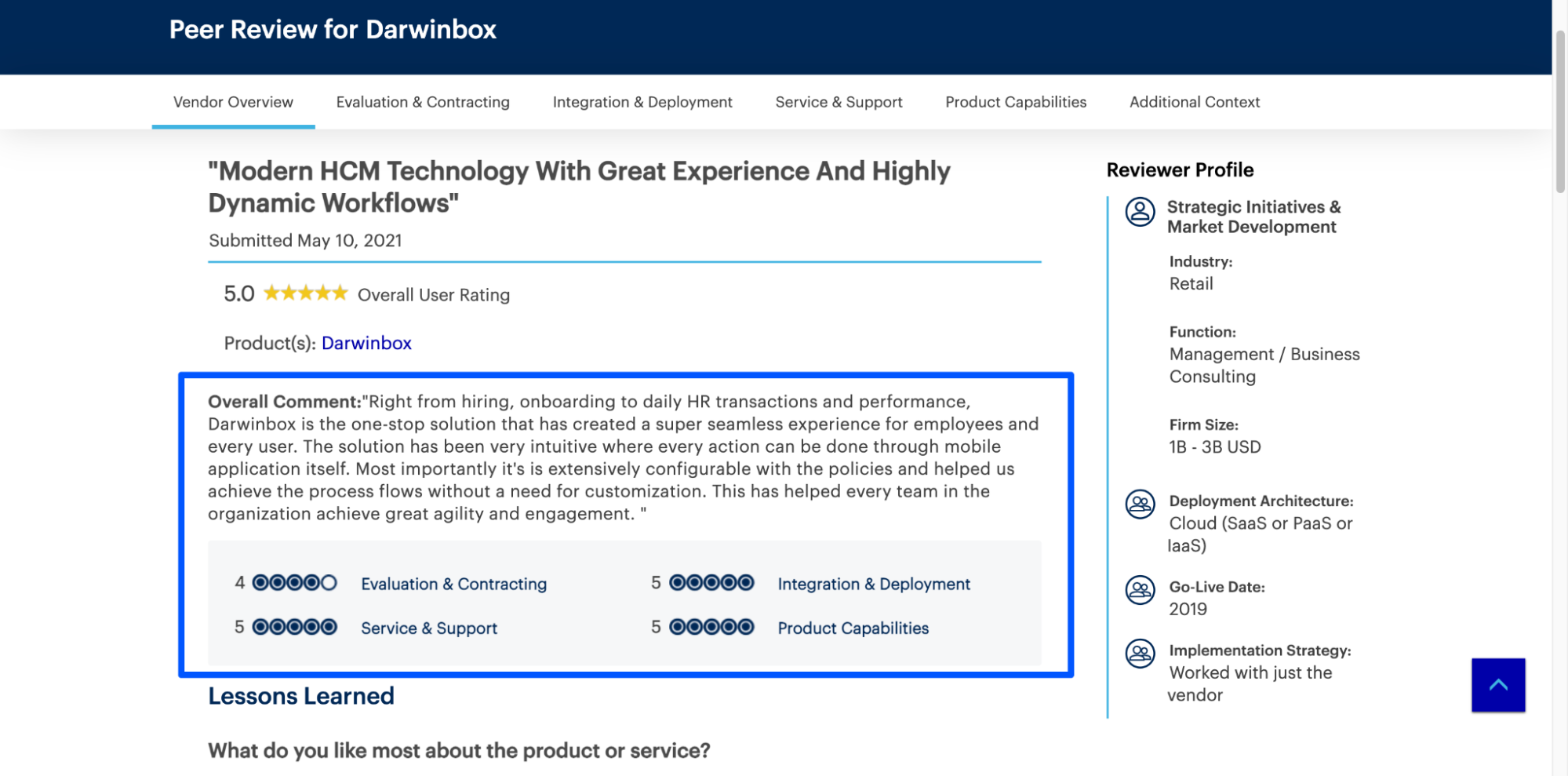 Darwinbox customers praise the platform for its easy-to-use HR solutions, automation features, and strong support team.