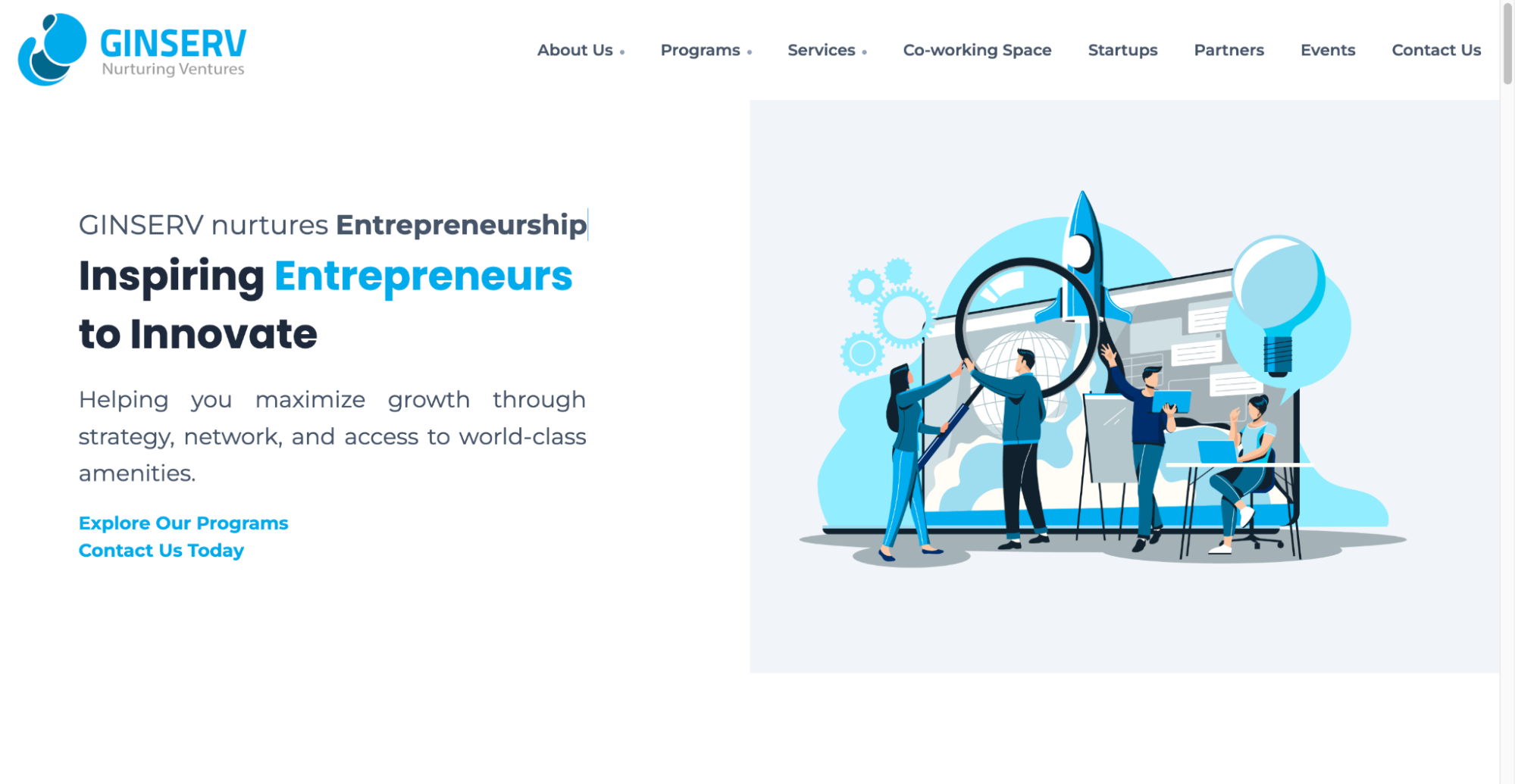 Ginserv startup incubation centre in Bangalore supporting new founders.