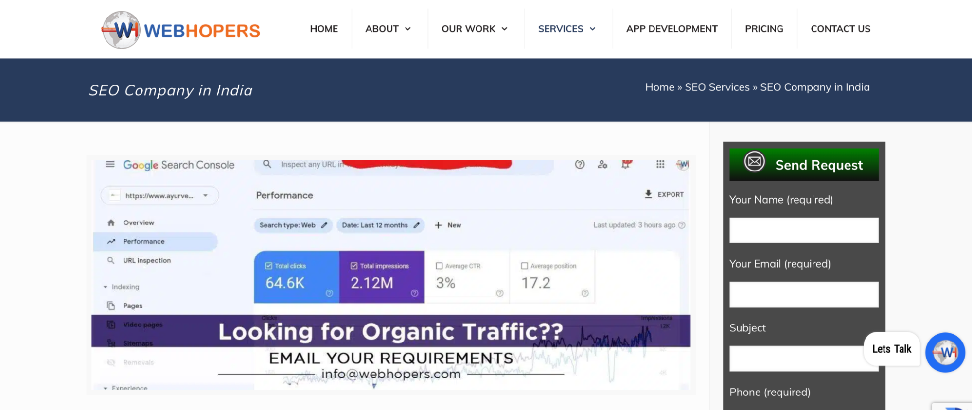 WebHopers Infotech SEO company for small businesses in India.