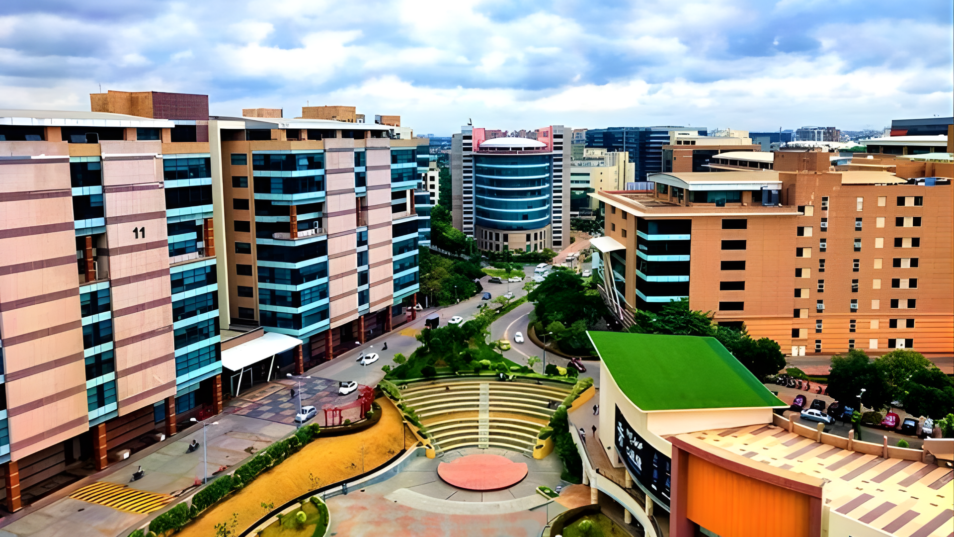 Pritech Park SEZ in Bellandur on Outer Ring Road, a major IT park in Bangalore.