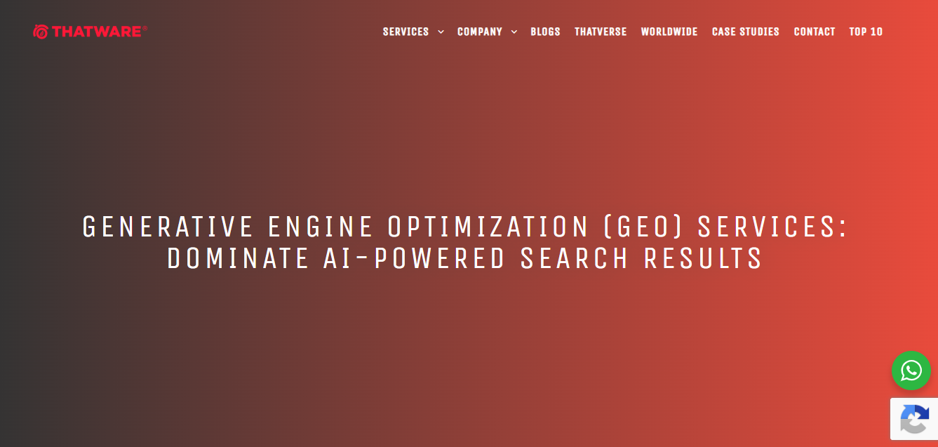 ThatWare AI SEO and GEO agency for Perplexity and AI search optimization. 