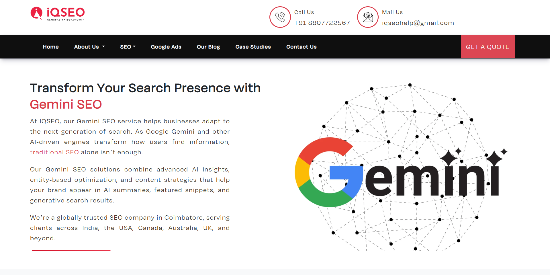  IQSEO featured among the best agencies for Gemini presence and AI search visibility for enterprise and large-scale brands.