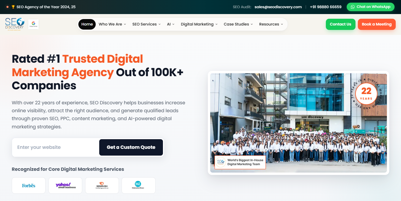 SEO Discovery enterprise SEO services in India designed for growing enterprise websites.