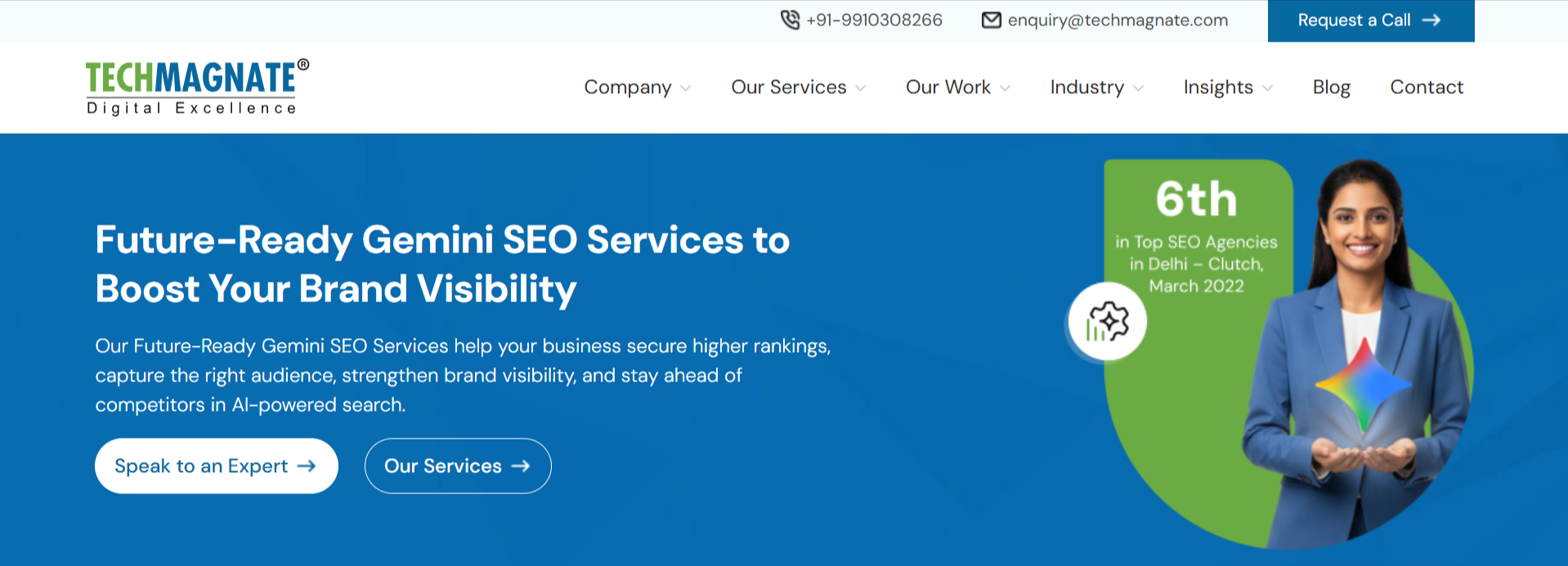 Techmagnate featured among the best agencies for Gemini presence and AI search visibility for enterprise and large-scale brands.