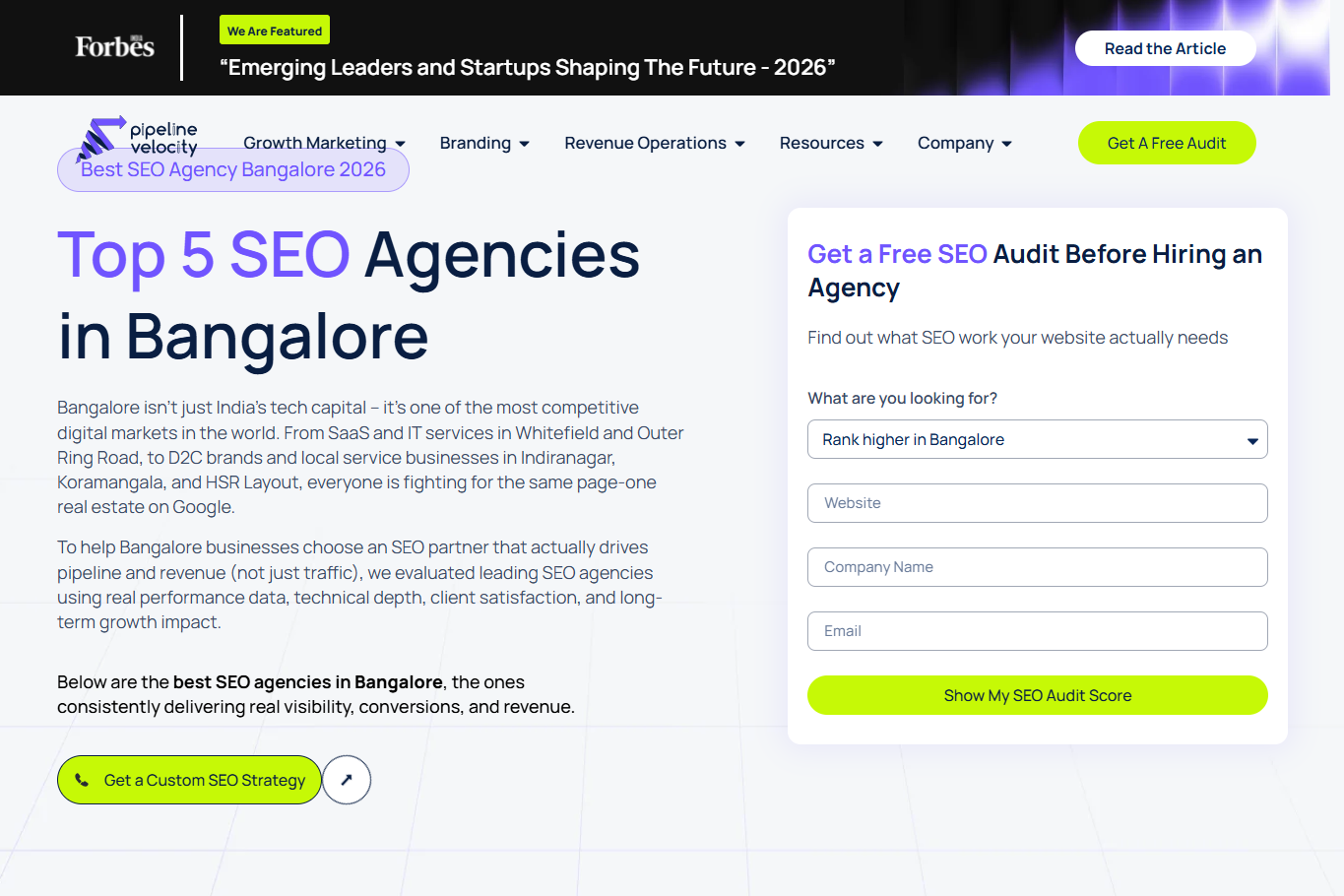 Pipeline Velocity provides enterprise SEO consulting for enterprise companies in Bangalore.