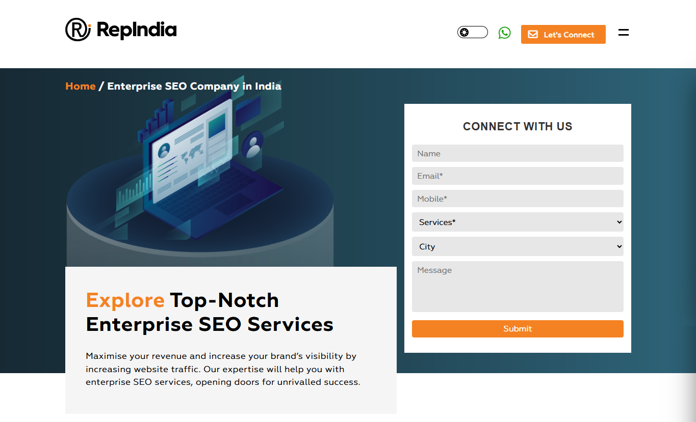 RepIndia helping enterprise companies in Bangalore improve their organic search visibility.
